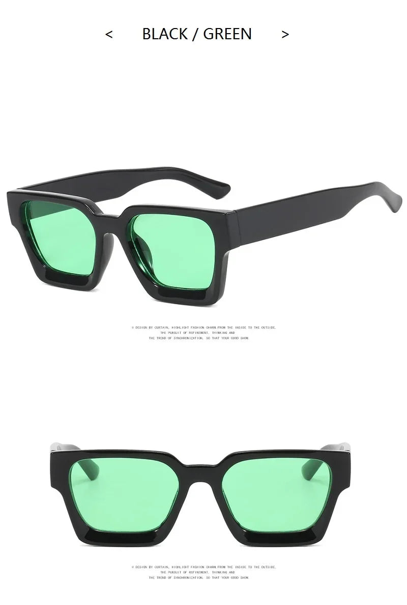 Unisex Square Vintage Sunglasses, UV400 Protection Retro Punk Style Fashion Shades, Designer Eyewear for Men & Women Driving, Outdoor & Daily Wear