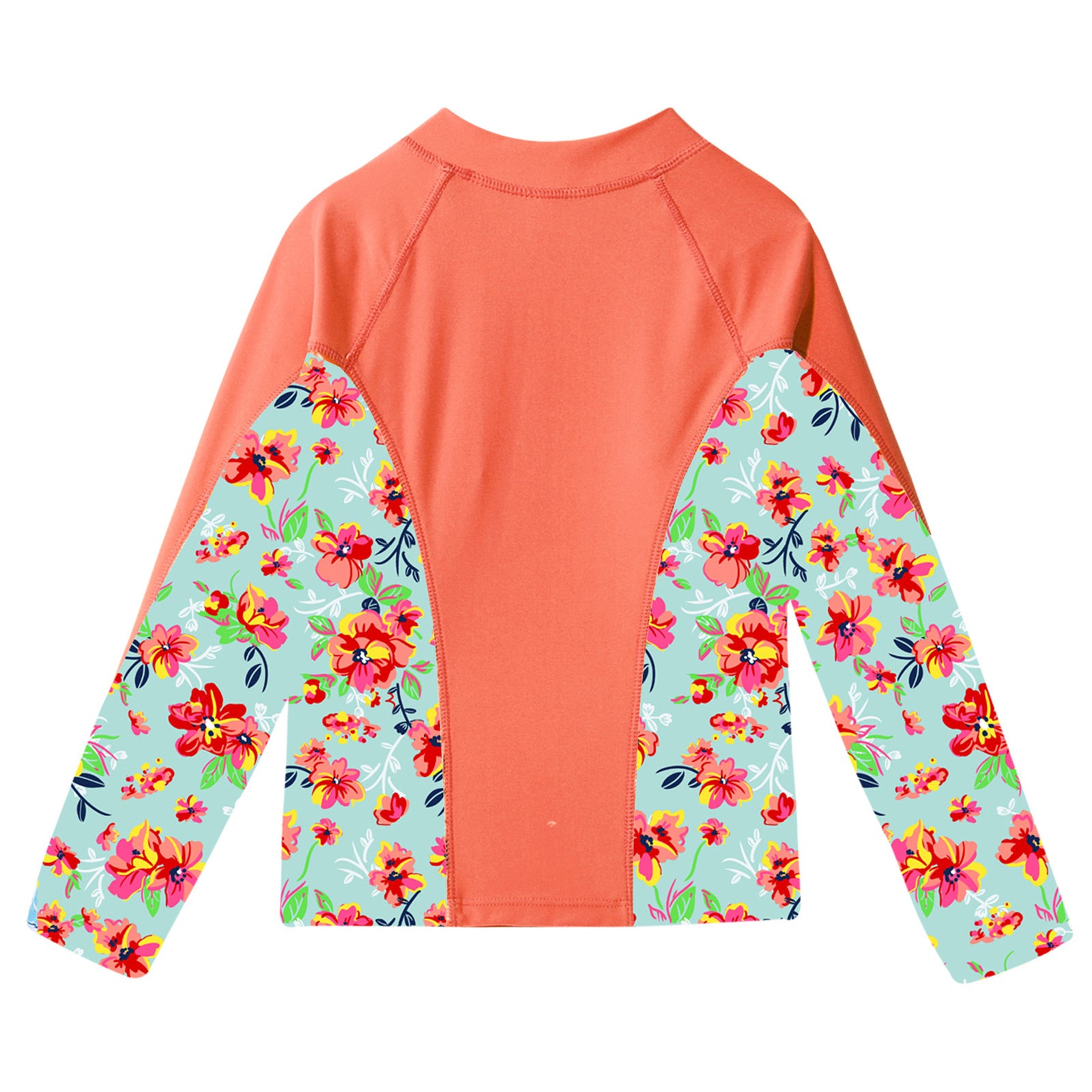 Kids Girls Print Rash Guard T-Shirt Swim Top Long Sleeve Zipper Tops UPF 50+ Sun Protection Pool Swimming Bathing Beach Swimwear