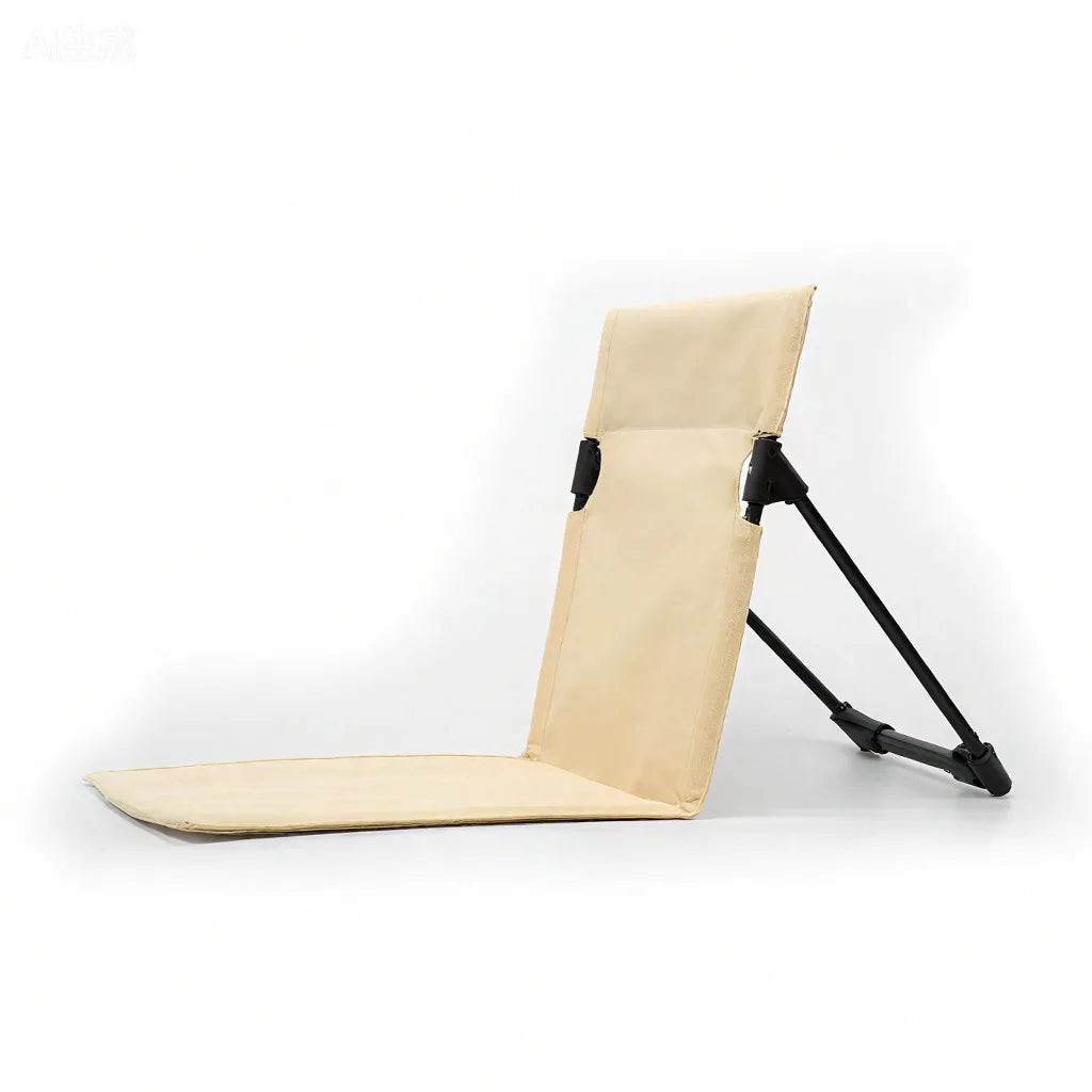 Foldable Outdoor Lazy Chair with Backrest Cushion, Portable Camping Beach Chair for Garden Park Picnic Travel