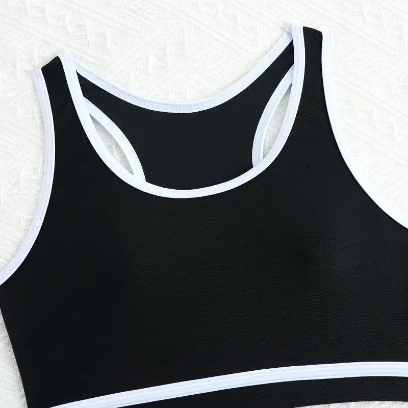 2026 Black Girls Swimsuit High Waist Bikini Kids Swimwear Female Children's Bathers Bathing Swimming Swim Suit Summer Beachwear