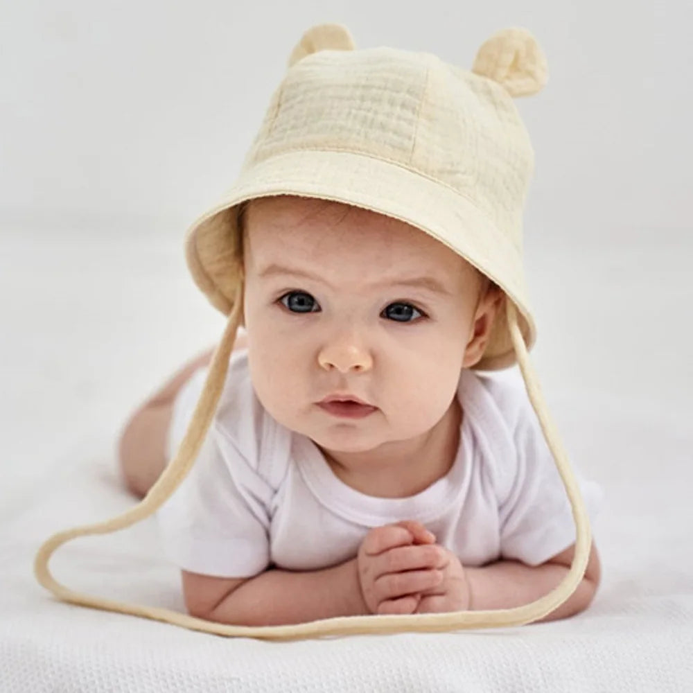 Muslin Baby Summer Hat Newborn Cap Cotton Baby Sun Hats for Girls Boys Infant Bucket Hat for Toddler Accessories 3-12M