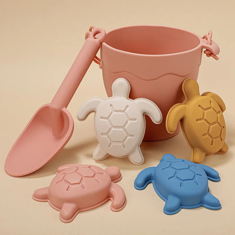TYRY.HU 8pcs/set Children Toys Silicone Beach Toy Set with Bucket and Six Accessories Fun Outdoor Play Sand for Kids