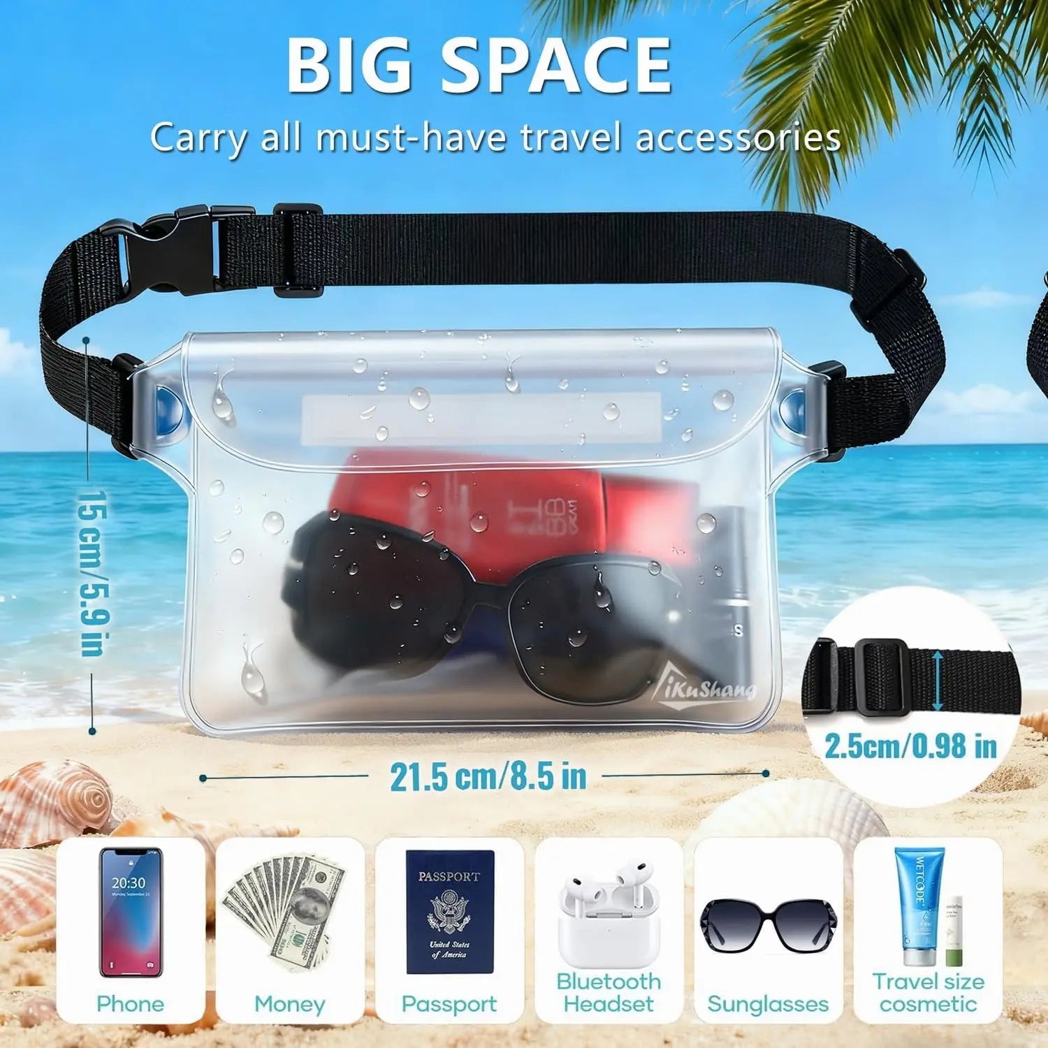 Waterproof Fanny Pack Waist Pouch Triple Zip Dry Bag Phone Passport Holder Beach Swim Kayak Water Sports Cruise Essentials 2026