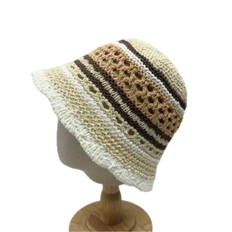 Popular Mix Coor Summer Bucket Hat For Women Tropical Beach Panama Bob Caps Outdoor Best Matched Sunshade Fisherman Hat Gift