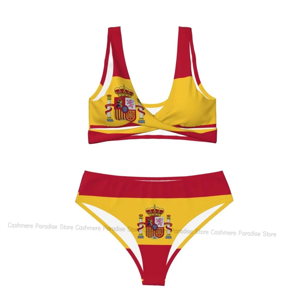 The Push-Up Bikini Women Sexy Separate Swimsuit Spain Flag Two-piece Beachwear