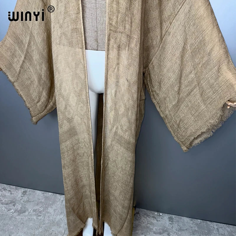 WINYI  high quality comfortable Women Soft Cardigan Loose Dress Party Boho Maxi beach Holiday Swimming Cover ups Africa Kimono