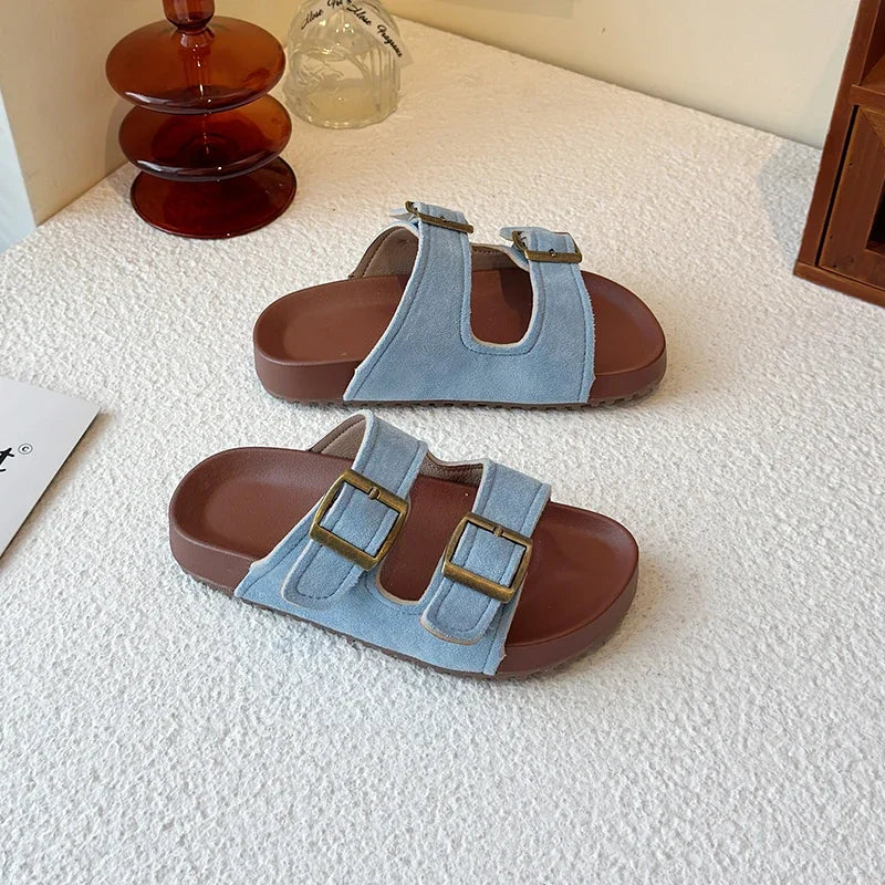 New Trend Girls Open-toe Slippers Summer Children's Causal Slip-on Shoes Fashion Kids Simple Boys Beach Flat Slippers Non-slip