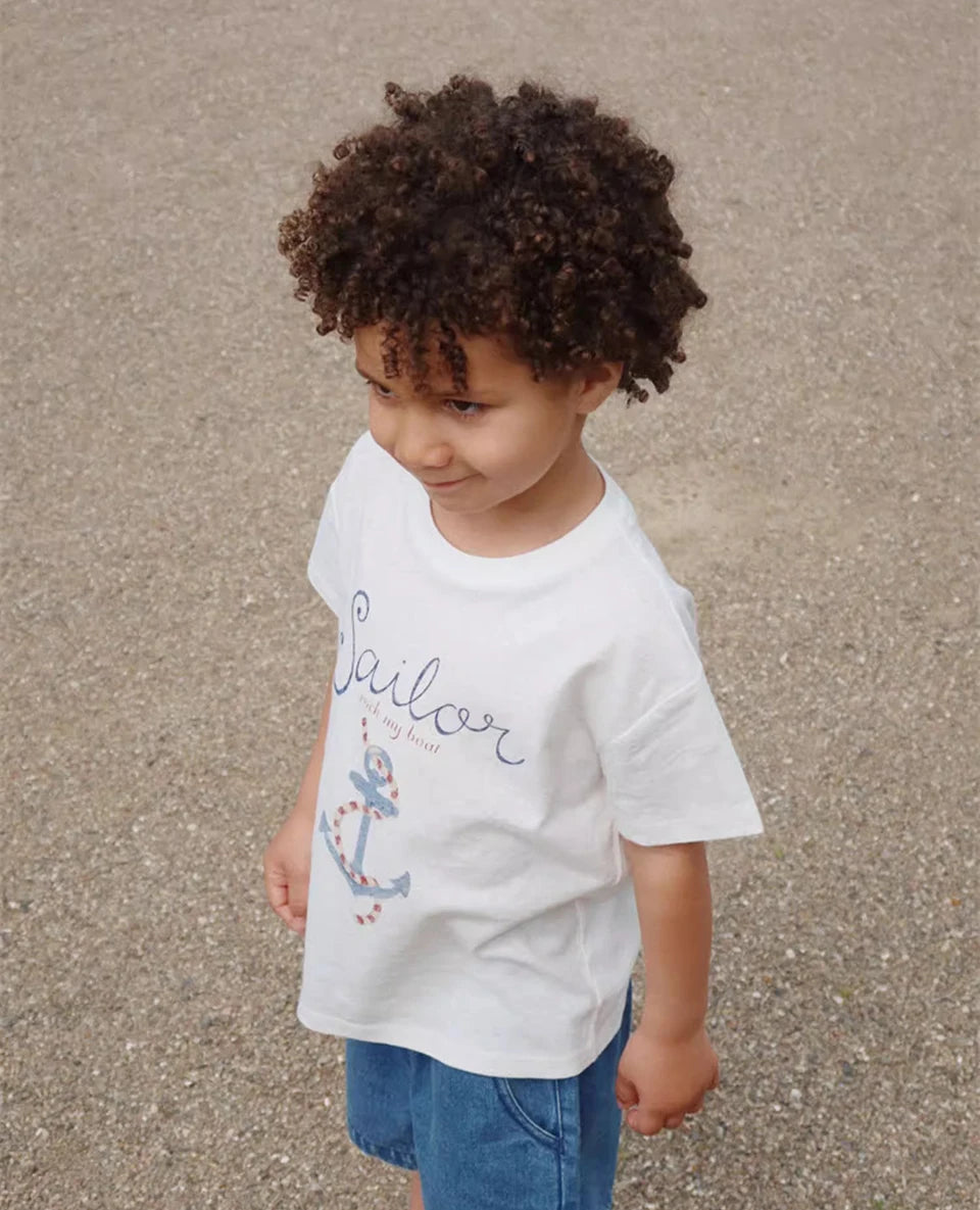 Boys Denim Overalls 2025 KS Girls Cute T-shirt Skirt Boy Simple Cool Tee Tops Shorts Baby Kids Beach Shorts Children Clothes Set