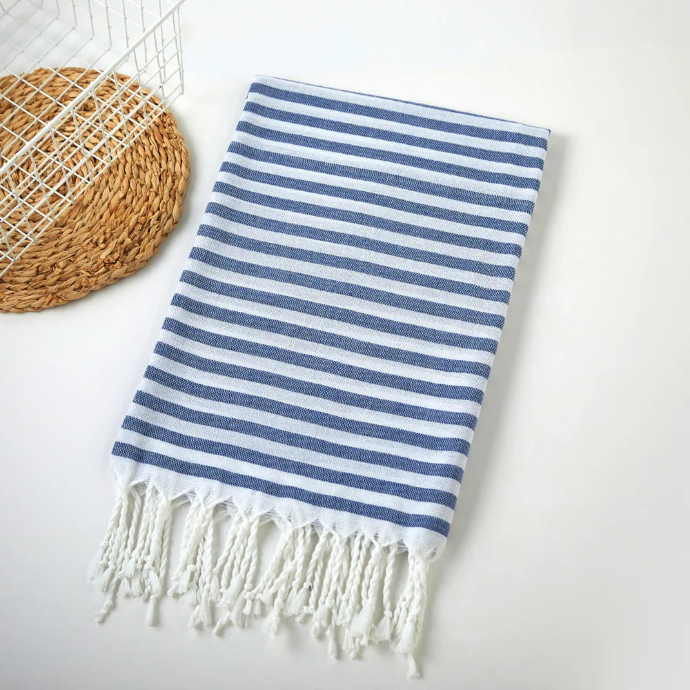 100x200cm Hot Sale Beach Towels Luxury Striped Tassel 100% Cotton Sauna Spa Bath Towel For Home Travel Turkish Large Beach Towel