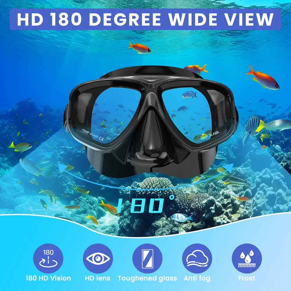 Diving Mask Optical Nearsighted Myopia Diving Glass Scuba Swimming Googles Tempered Glasses Short-Sighted Reading -1.0 to -9.0