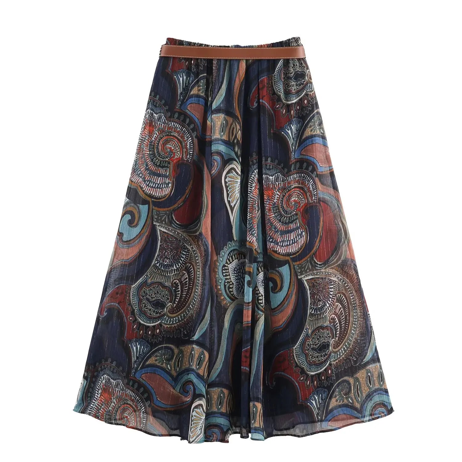 Summer New Skirts Women's 2026 New Fashion Retro Print High Waist Skirts Chic Summer Travel Joker Holiday Women's Skirts