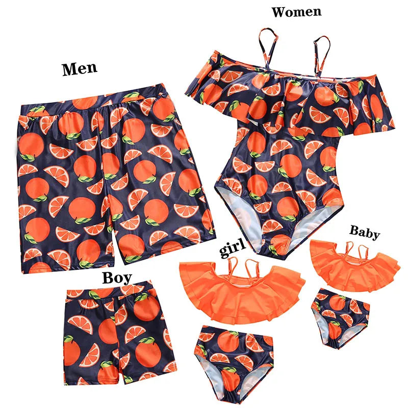 2023 Leaf Swimsuits Family Matching Outfits Look One-Piece Mother Daughter Swimwear Mommy and Me Clothes Father Son Swim Shorts