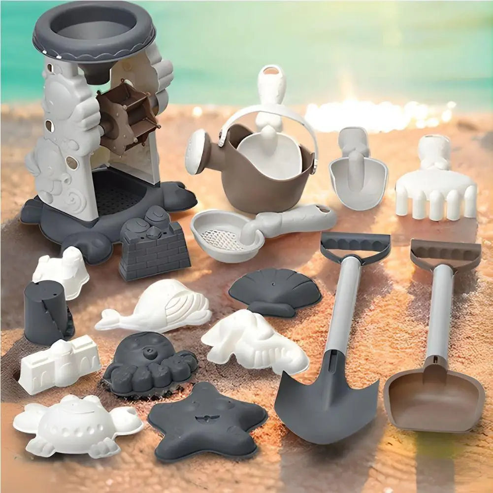 Kids Beach Toy Set: Sand & Water Play Kit with Bucket Hourglass Shovel & Rake Outdoor Summer Garden Toys for Toddlers
