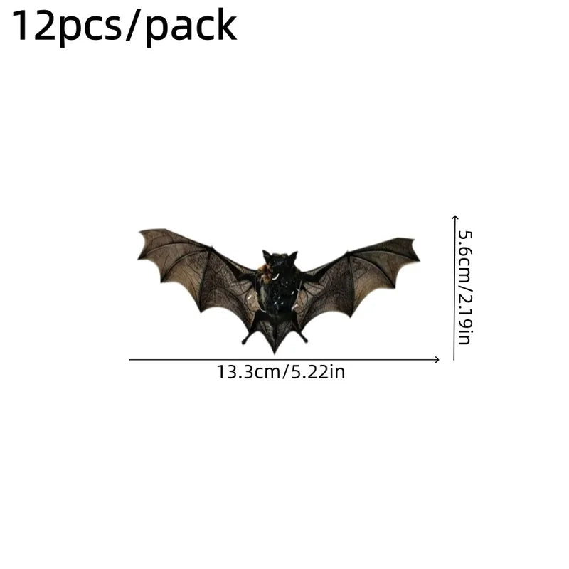 12pcs/pack Halloween Simulated Bat Wall Stickers PVC Waterproof Double Sided Print Bat Decals Home Window Door Wall Decor Party