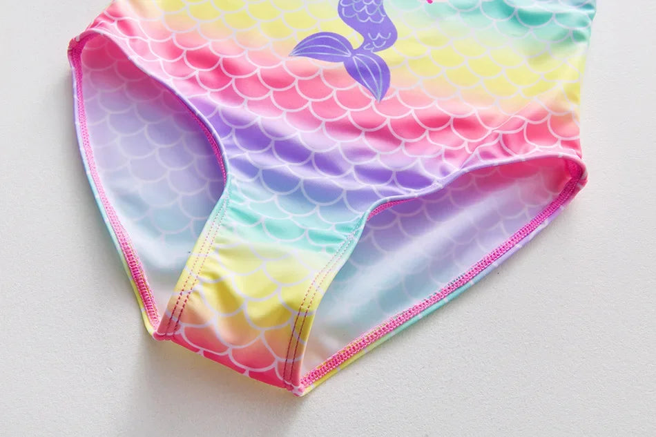 Girls Swimsuit One-Piece Mermaid Fish Scale Unicorn Children's Swimwear Girls Beachwear 2 3 4 5 6 7 8 Years
