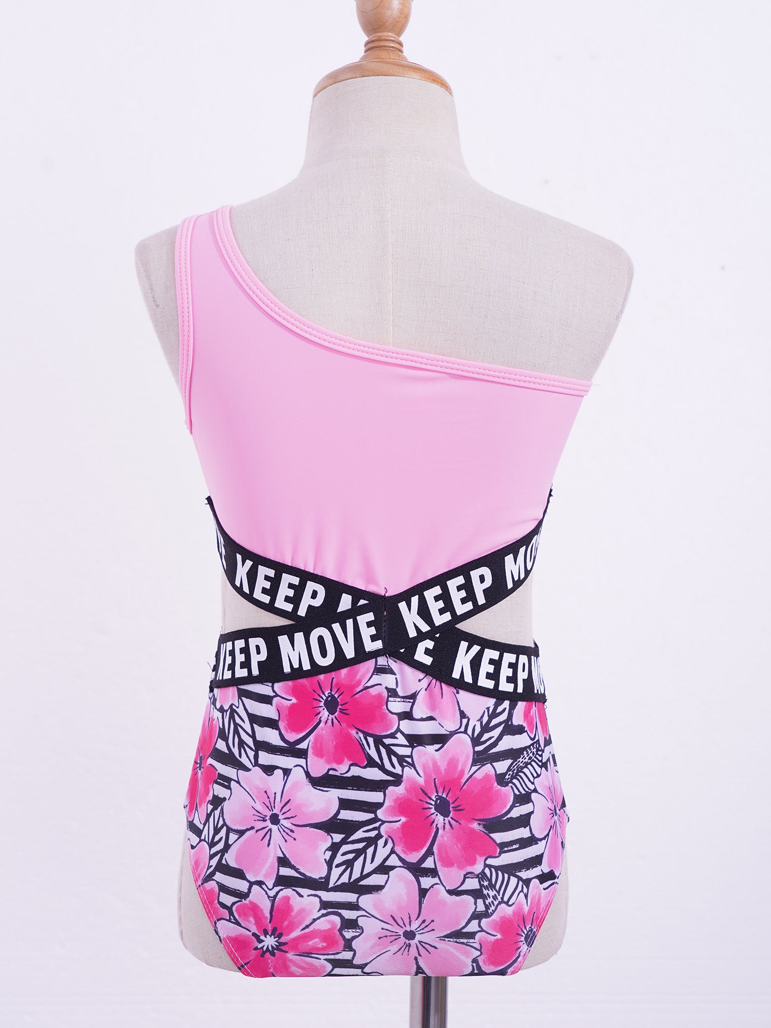 Kids Girls Hollow Out One-piece Swimwear Single Shoulder Letter Print Bodysuit Swimsuit Pool Bathing Suit Beachwear Sportswear