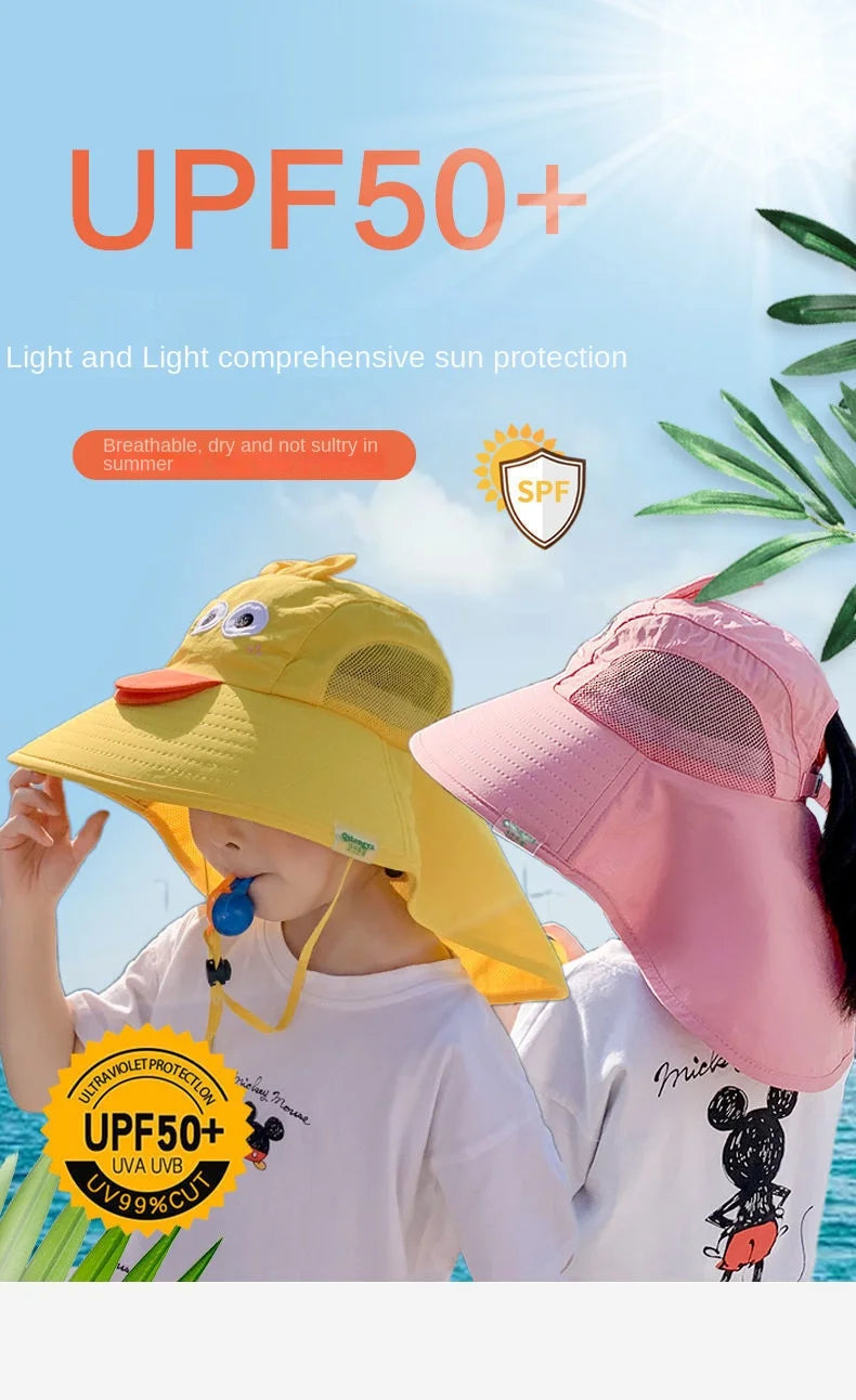 Children's Sunscreen Hat Baby Sun Hat Beach Hat UV Protection Summer Thin Breathable Large Brim Fisherman Hat