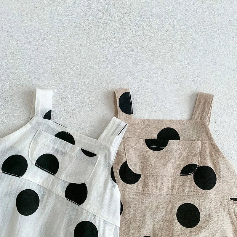 MILANCEL Summer Baby Rompers Toddler Dot Overalls Infant Girls Clothes With Hat Boys Jumpsuit