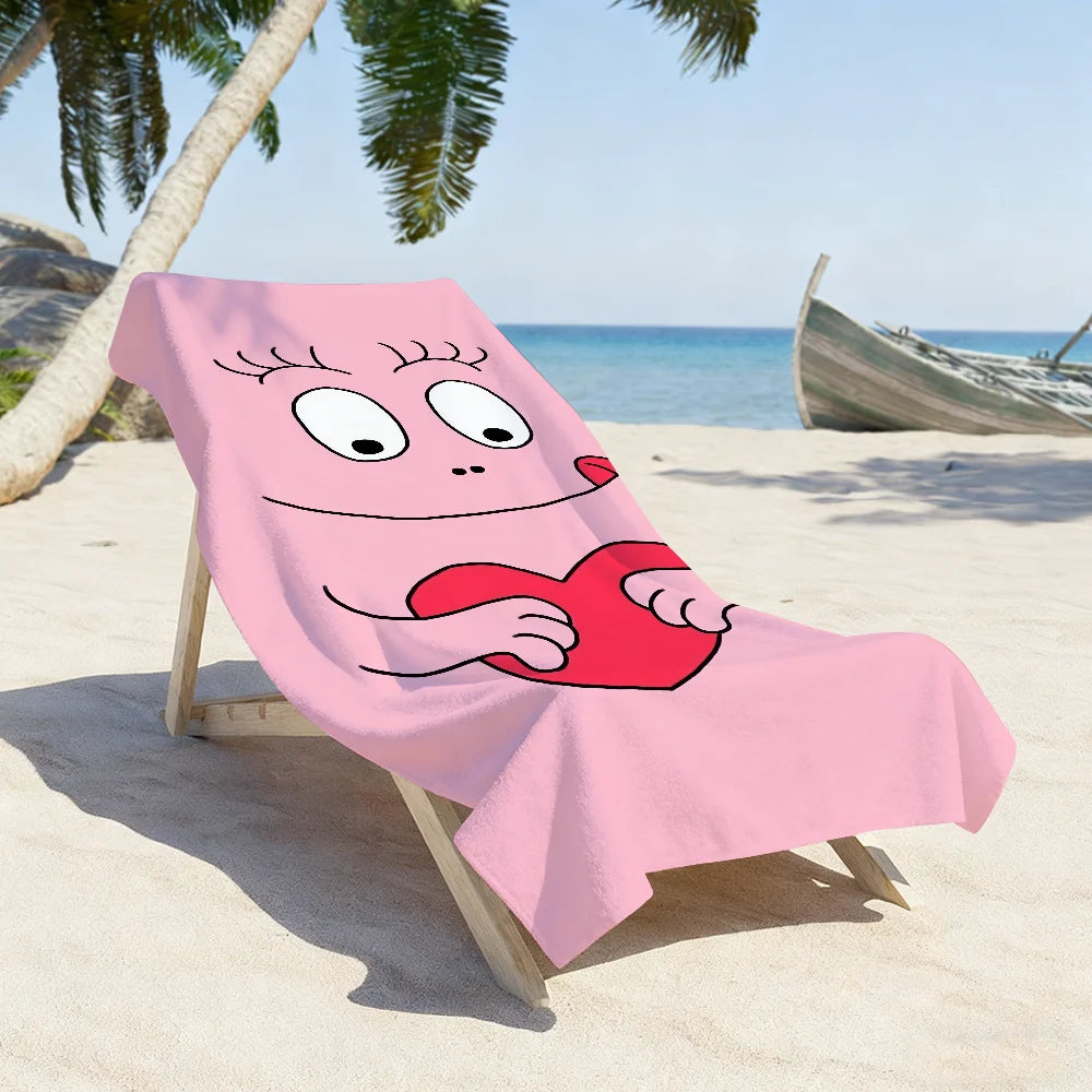 Cute B-Barbapapa Cartoon Towel Soft Pool Gift For Travel Gym Shower Camping Quick Dry Sports Large Beach Towel