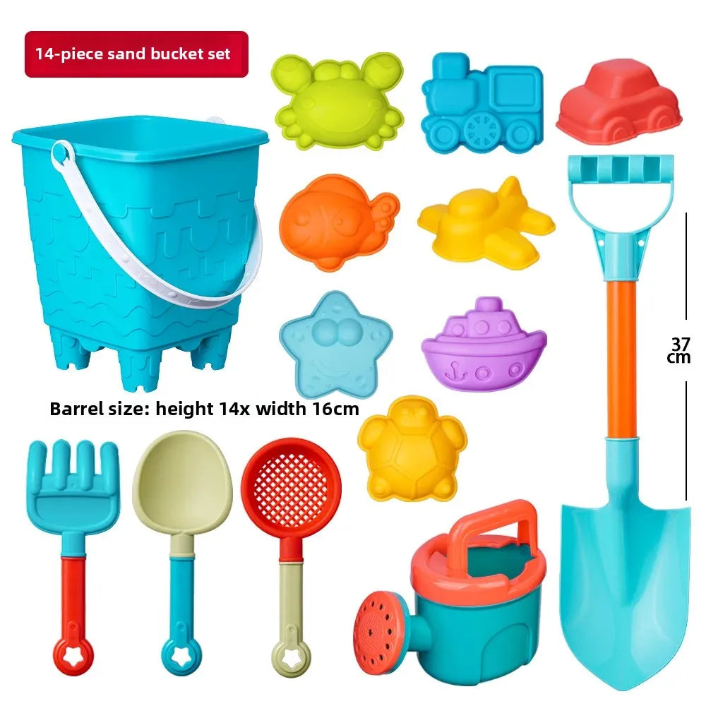 14/16 PCS Beach Toys for Kids Sand Toys Set for Toddlers Sandbox Toys with Bucket Shovel Rake Set Summer Outdoor Children Gifts