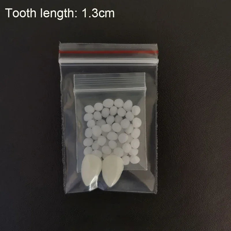 5Pairs Halloween Vampire Teeth Fangs Dentures Prop Party Costume DIY Cosplay Props Decor False Teeth Resin Fangs With Solid Glue