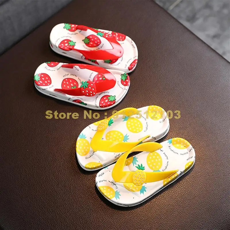 Cartoon Fruit Pattern Flip Flop Kids Summer New Slippers Baby Girls Beach Shoes Travel Children Light Portable Sandal