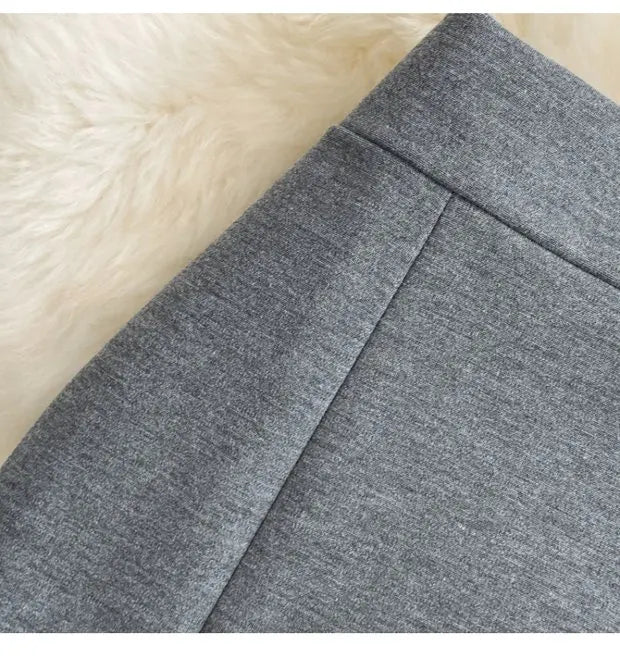 High Waist Midi Skirt Women's OL Profional Slimming Side Slit Wrap A-Line One Step Skirt Autumn Korean Sle Commute
