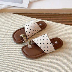 Kids Polka Dot Flip Flops Summer Open Toe Sandals with Metal Buckle Non-slip Soft Sole Beach Slippers for Girls 2026 New 26-36