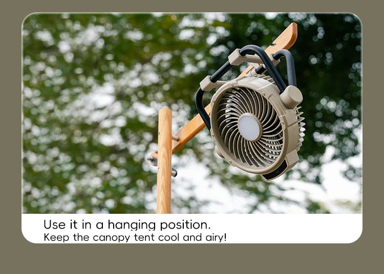 Portable 6 in 1 Outdoor Camping Fan 10000mAh Rechargeable Wireless Tent Ceiling Fan 5 Speed Adjustment Remote Control LED Light