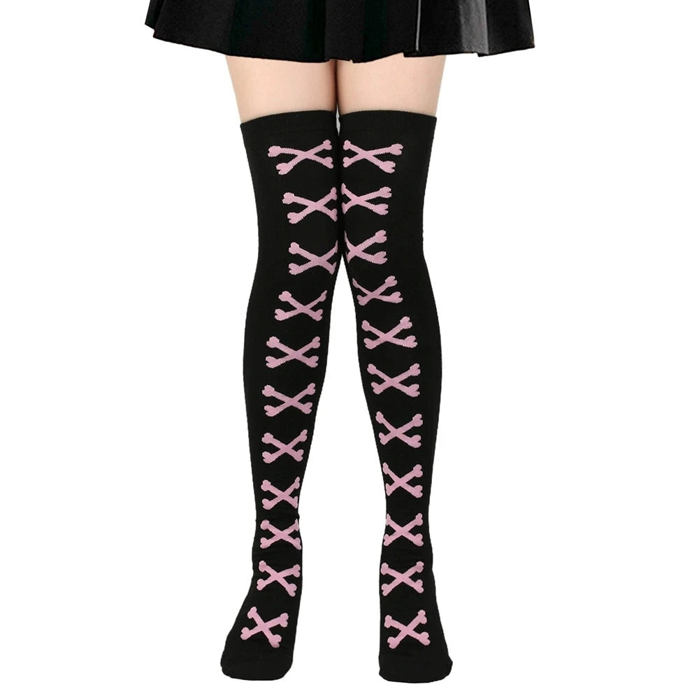 Halloween Stockings Blood Bat Spider Web Socks Festival Dress Up Props Cosplay Makeup Ball Party Skull Head Bone Long Socks New