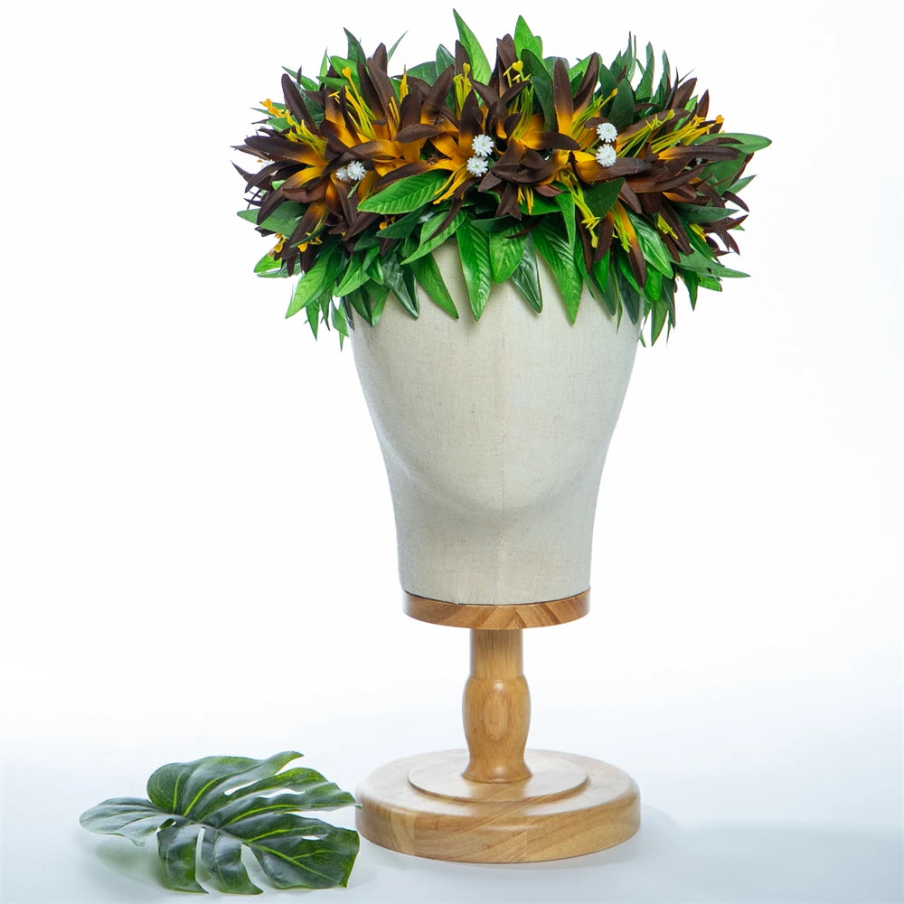Artificial Maile Leaf Spider Lily Flowers Tropical Haku Head Lei Po'o Hawaii Crown Handcrafted Gifts Hula Dancing Performace