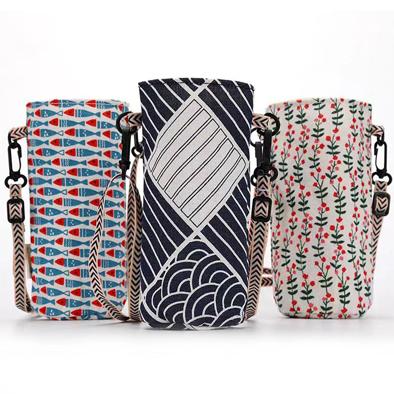 Portable Water Bottle Bag Insulated Crossbody Water Bottle Carrier Bag Holders Travel Sports Camping