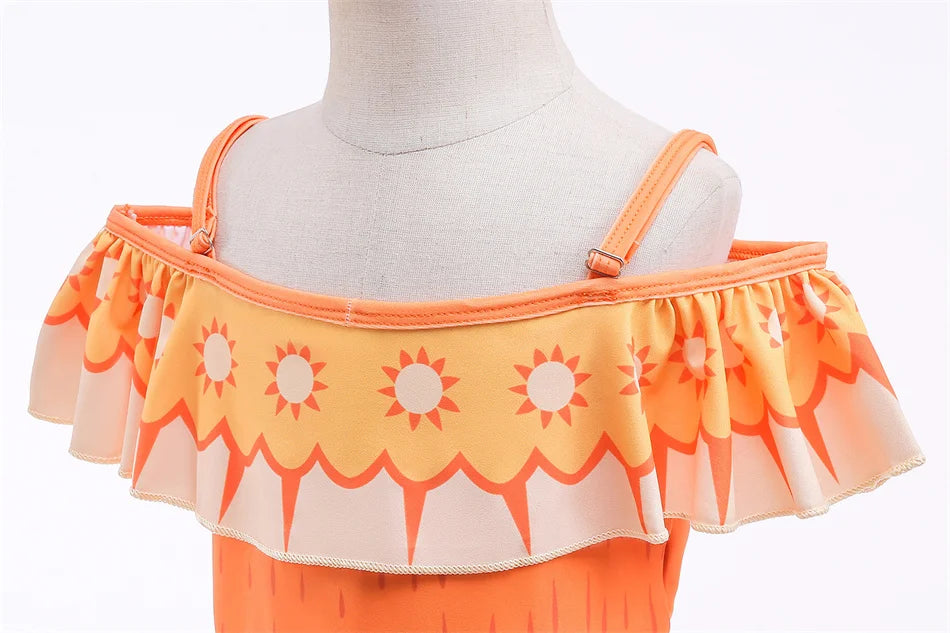 Encanto Cosplay Mirabel Isabela 2Pcs Tops Skirt Set Girls Dolores Luisa Pepa Bikini Swimwear Children Print Beachwear Costumes