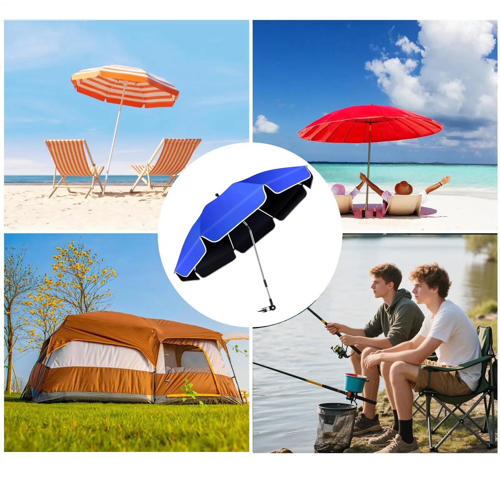 360 Adjustable Chair Umbrella With Clamp 23-inch Beach Chair Sunshade Camping and Fishing Umbrella Anti-Uv Beach Chair Parasol