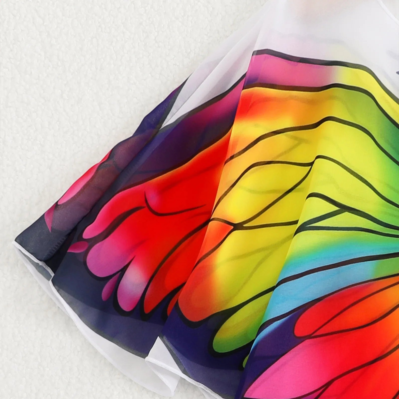 Kids Girls Butterfly Print Sunscreen Shirt Mesh Clothing for Beach Swimming Children's Swimwear Cover-Up Outerwear Single Piece