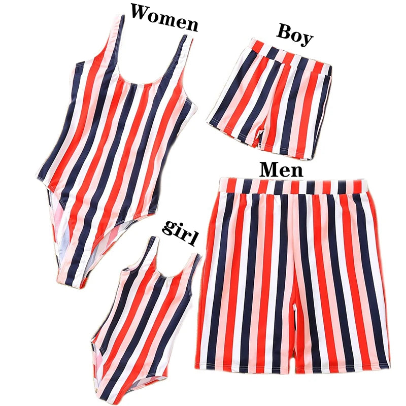 New Family Matching Outfits Leaf Printed Matching Swimsuit Family Look Floral Full Print Multi-color One-piece Matching Swimwear