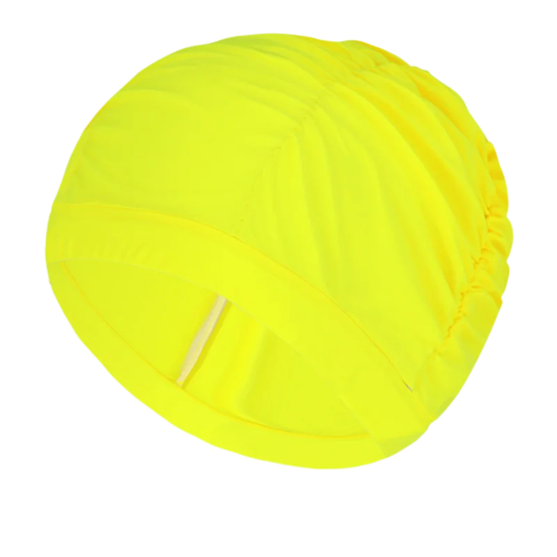 New Solid Color Long Hair Women Men Swim Pool Seaside Water Sports Elastic Pleated Nylon Fabric Bathing Swimming Caps Hat Turban