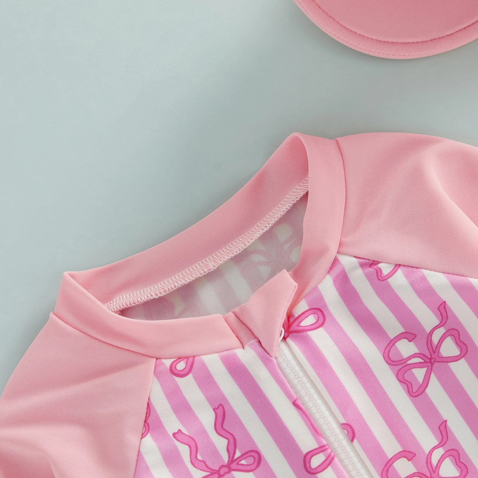 3M-3T Toddler Girl Rash Guard Swimsuit Strawberry/Bow/Cherry Print Long Sleeves Front Zipper Bathing Suit with Hat