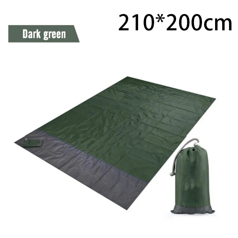 2x2.1m Waterproof Pocket Beach Blanket Folding Camping Mat Mattress Portable Lightweight Mat Outdoor Picnic Mat Sand Beach Mat