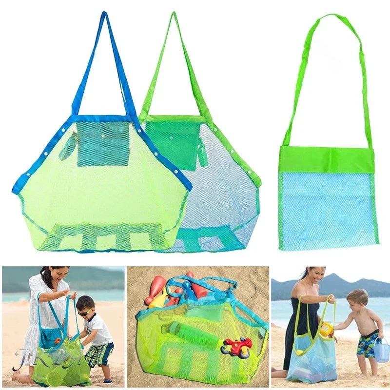 Kids Portable Beach Bag Anti-Sand Waterproof Toy Storage Net Large Capacity Mesh Travel Towel Outdoor Bag