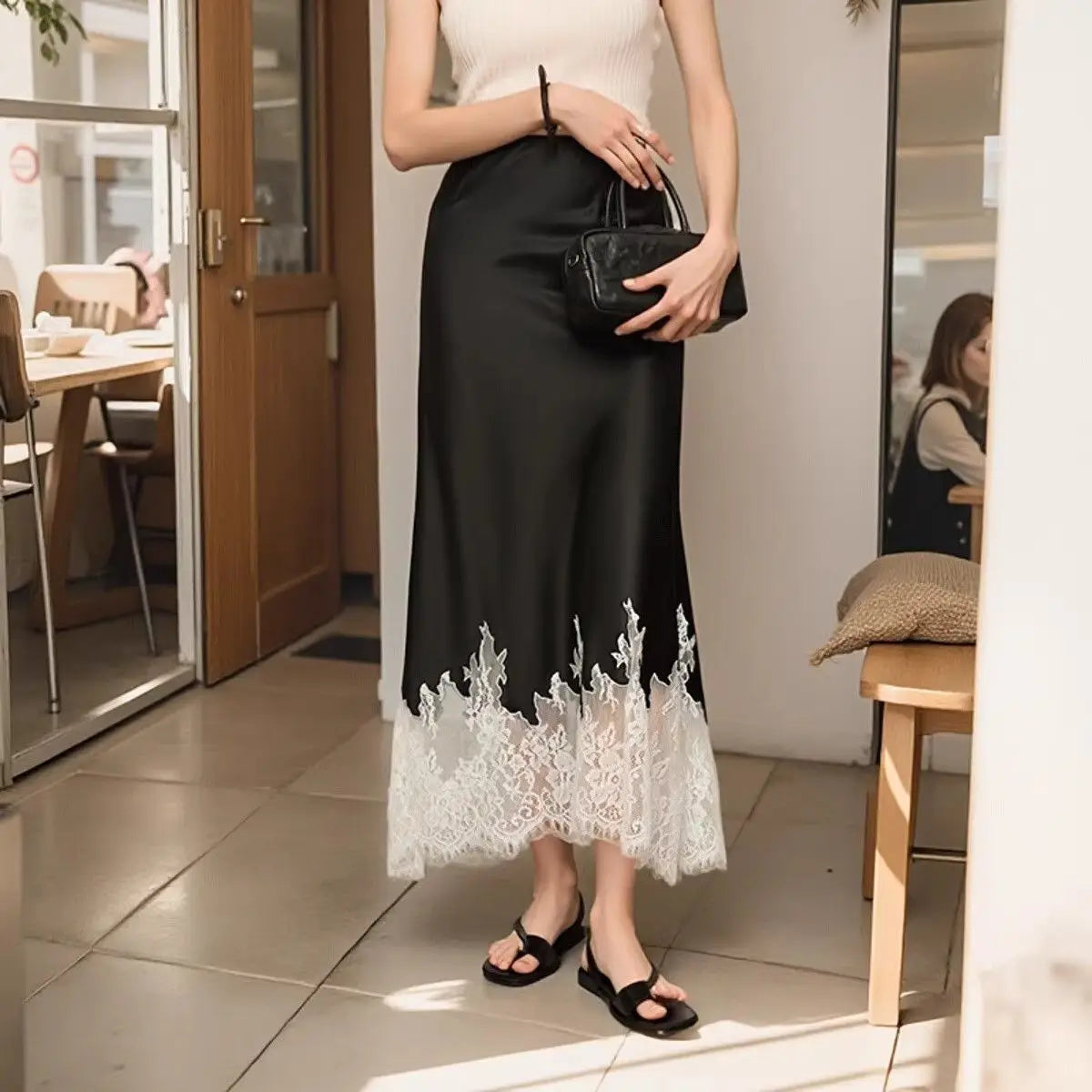 Fairy Lace Patchwork Skirt Women Fashion High Wasit Elegant Wrapped Hip Long Party Skirts 2025 New Autumn Trends Female Clothing