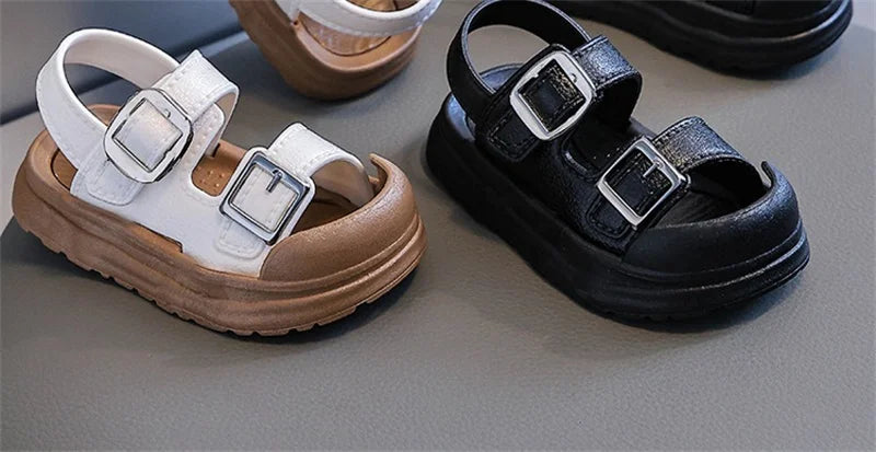 Fashion Solid Korean Kid Sandals Summer New Versatile Anti Slip Soft Bottom Girl Boy Beach Sandal Kindergarten Anti Kick Sandals