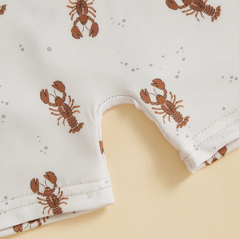 Baby Boy Girl Swimsuit Short Sleeve Rash Guard Zipper Swimwear Toddler Bathing Suit Infant Beach Outfits