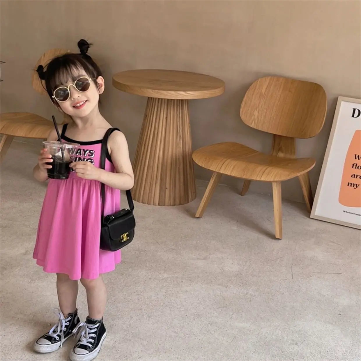 2026 Summer Girls Cute Print One Piece Suspender Dress Casual Design