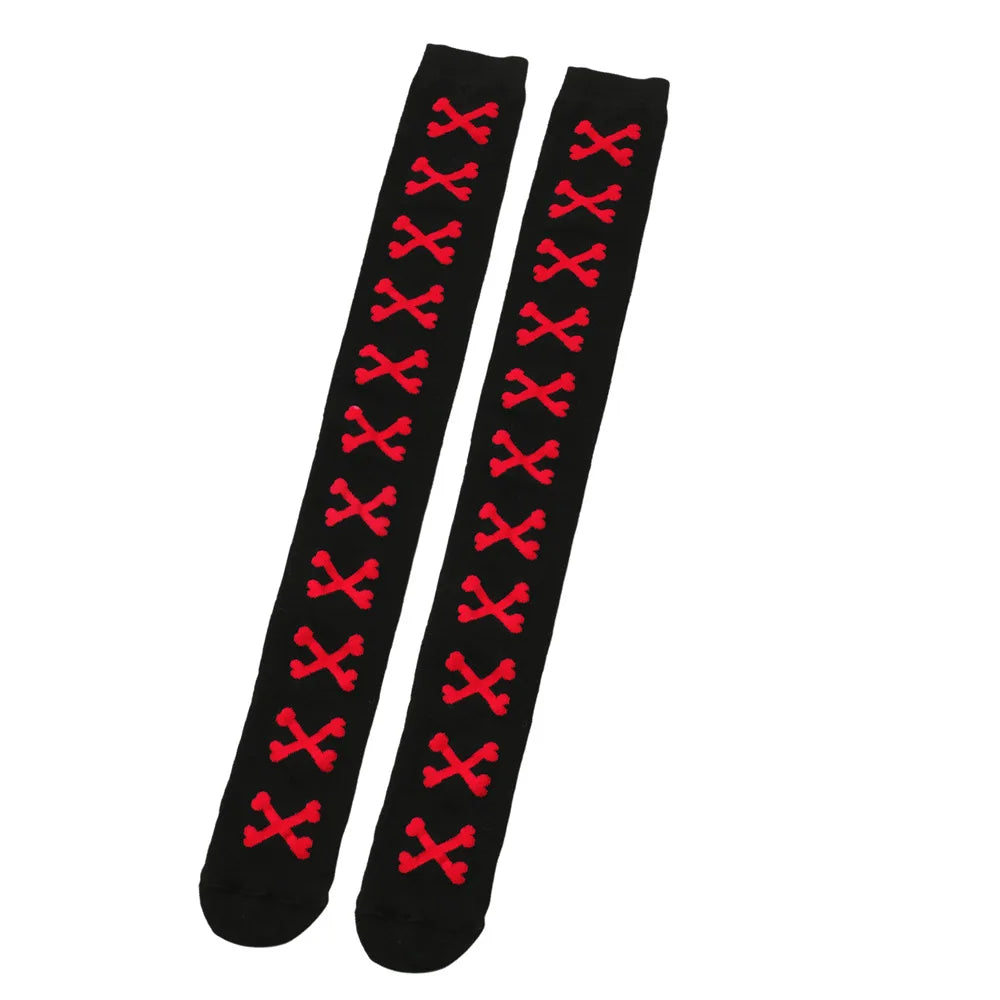 Halloween Stockings Blood Bat Spider Web Socks Festival Dress Up Props Cosplay Makeup Ball Party Skull Head Bone Long Socks New