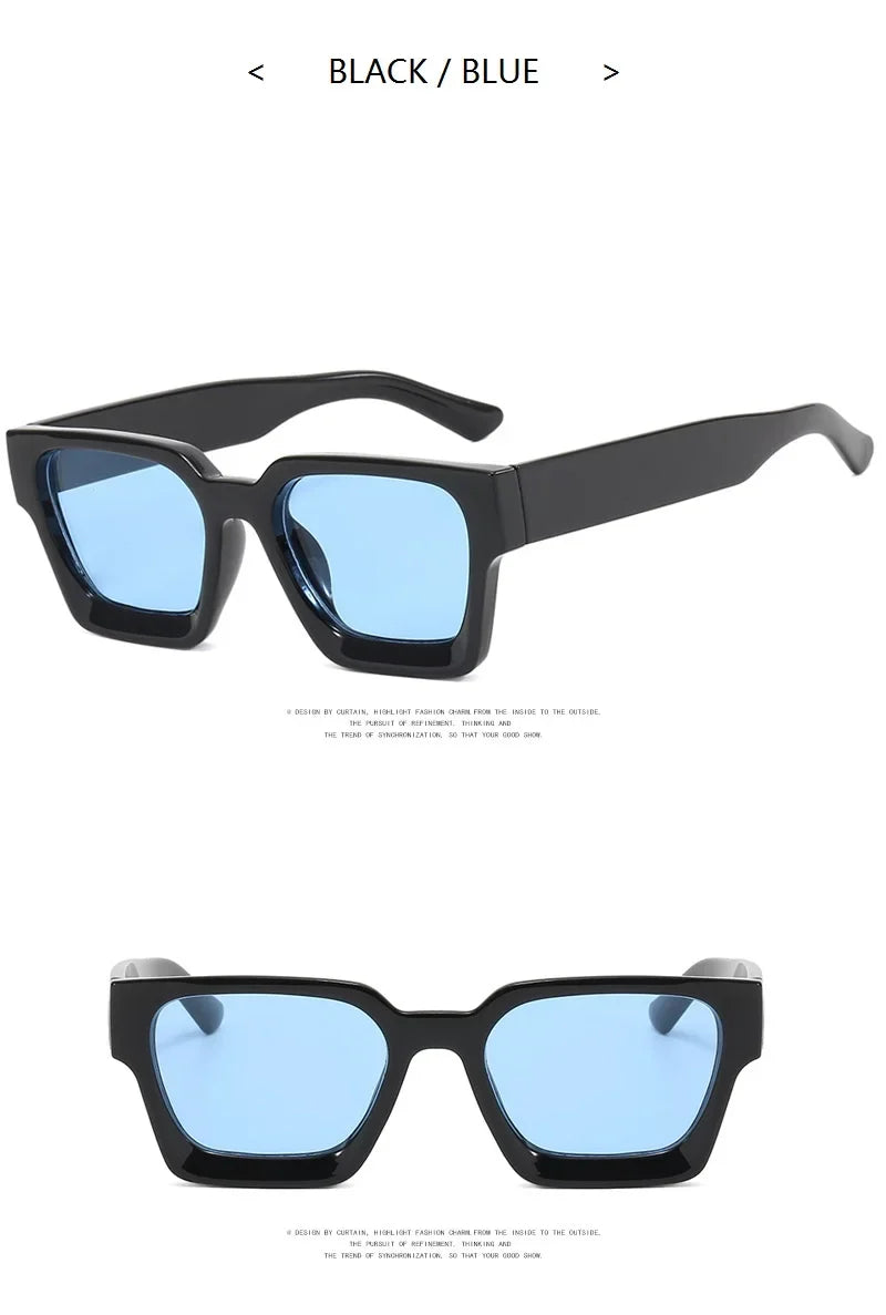 Unisex Square Vintage Sunglasses, UV400 Protection Retro Punk Style Fashion Shades, Designer Eyewear for Men & Women Driving, Outdoor & Daily Wear