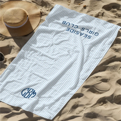 Personalized Towel Monogram Beach Towel Girls Trip Custom Beach Towel Striped Towel with Name Custom Text Towel Preppy Beach