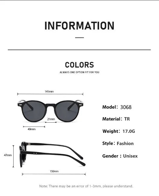 Vintage Round Sunglasses for Women Men Circular Sun Glasses Female Oval Eyewear Sunglasses for Male Female Eyeglasses
