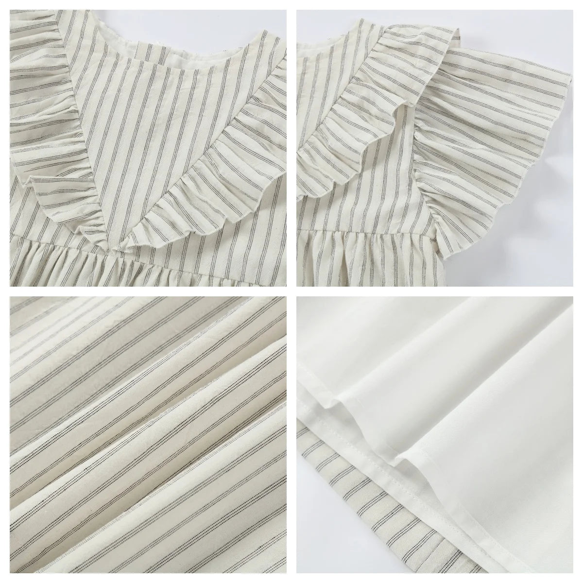 AP Santorini Stripe Collection SS26 Girls Ruffles Sleeve Dress Baby Kids Set V-neck Knit Top Brothers Sisters Family Matching