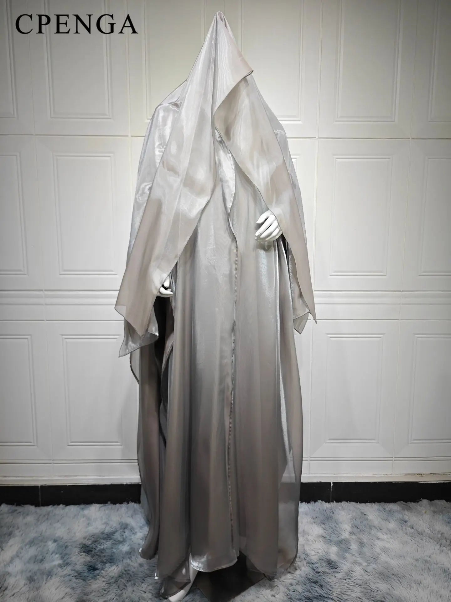 Elegant Arabic Satin Abaya Dress with Hijab Eid Muslim Women Modest Cardigan Islamic Vacation Outfit New in Turkey Kaftan Robe